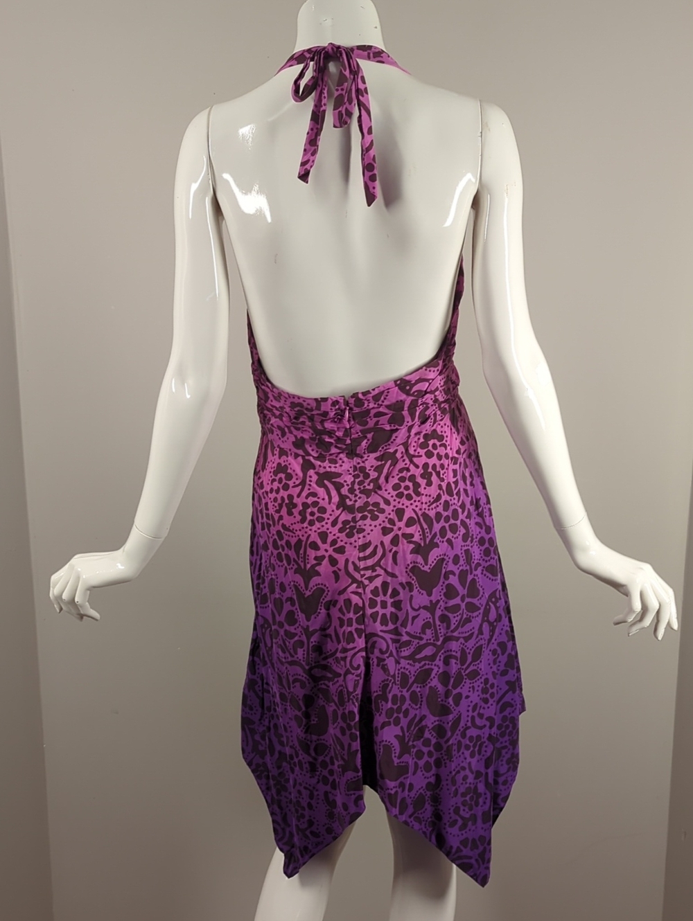 Guess Pink to Purple Ombre Halter Asymmetrical Dress Silk 7 - Picture 8 of 10